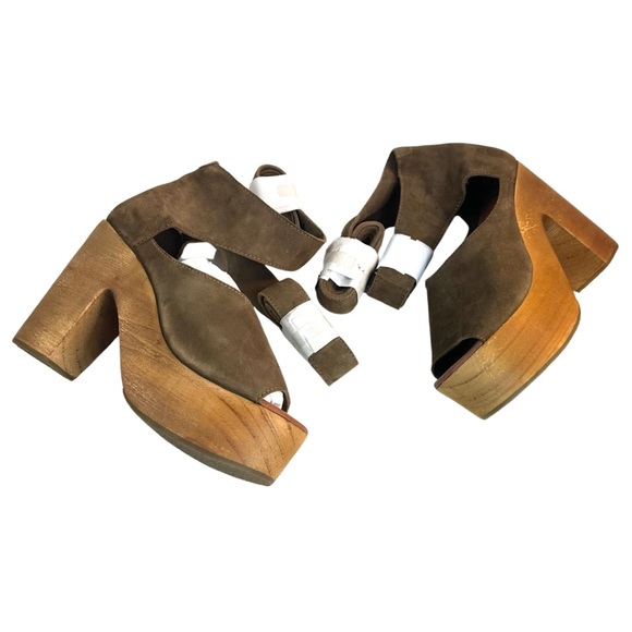 Free People Clog Touch The Sky Wrap Platform Sandal Suede Color:Taupe Size:37NEW - Picture 8 of 16